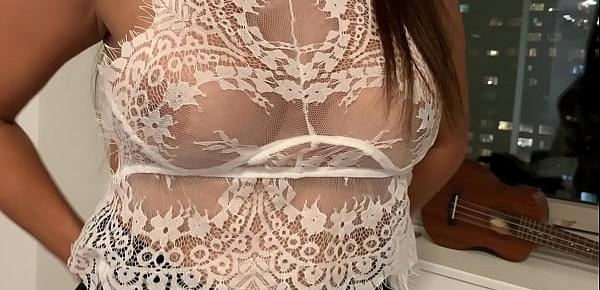  Trying lingerie in front of the appartment window so that voyeur neighbors can watch me flashing tits in Mexico City